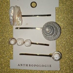 Anthropologie Pearl Shell Bobby Pins Set